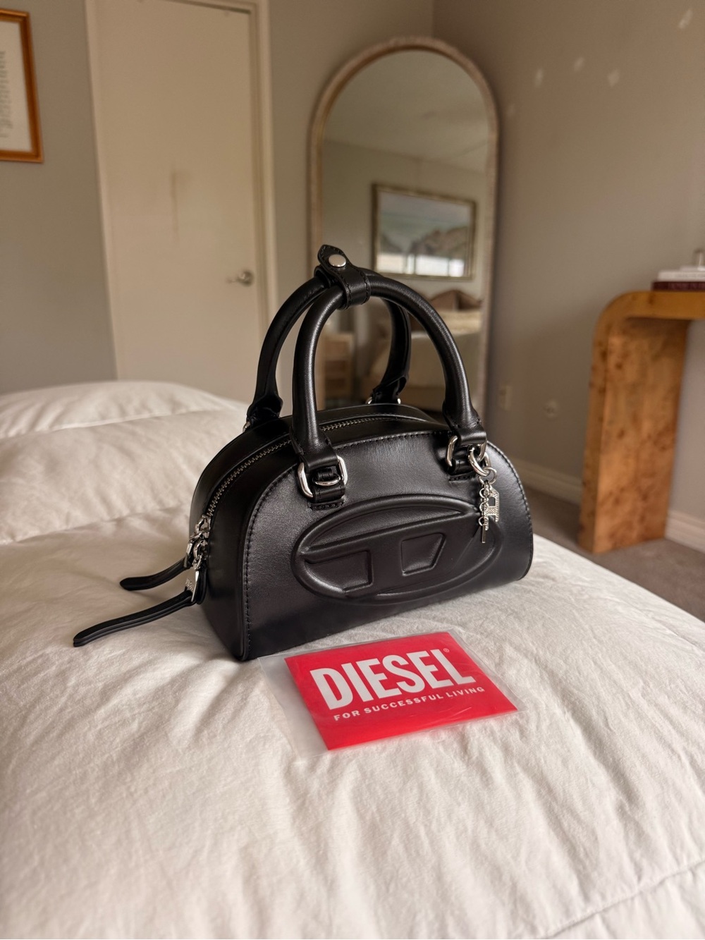 Diesel 1DR Dome Mini Black Bag + Charm